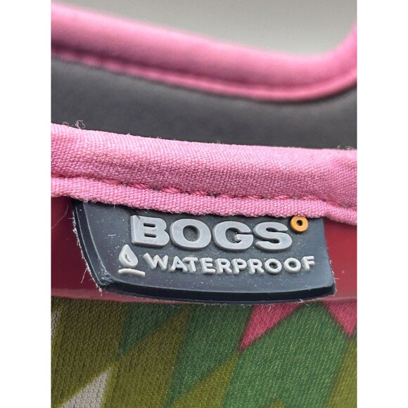Bogs Rain Boots Kids Pink Green NH Native Pattern Waterproof 71841 YTH Size 4 - Picture 6 of 13